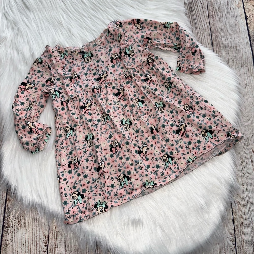 H&M Floral Pink Disney Minnie Mouse Dress size 9/12 mo.